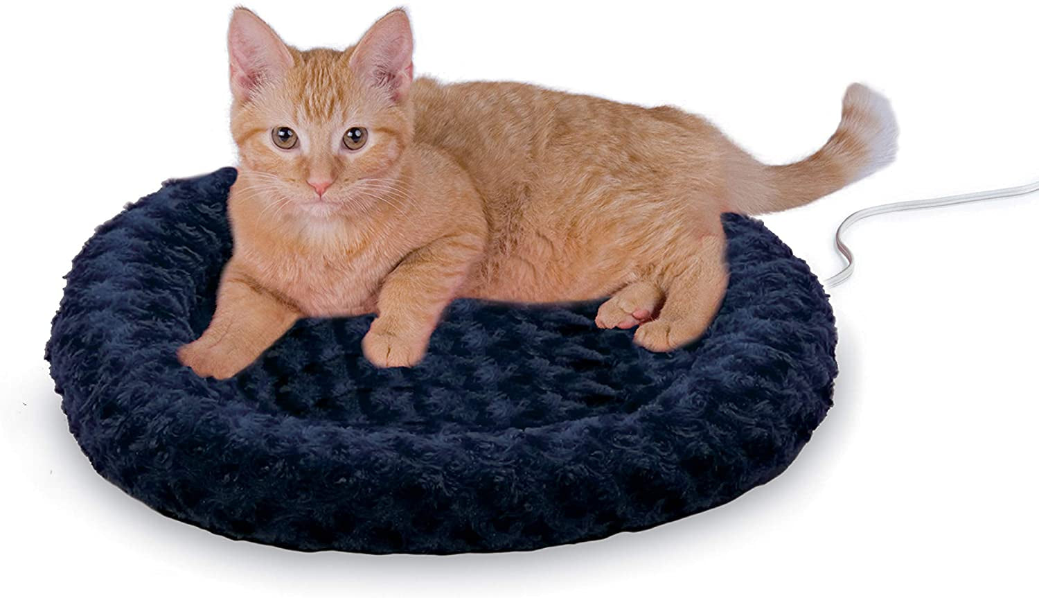 Thermo-Kitty Fashion Splash Indoor Heated Cat Bed, Heated Bed for Dogs or Cats with Removable Waterproof Heater Blue Small 18 Inches Round