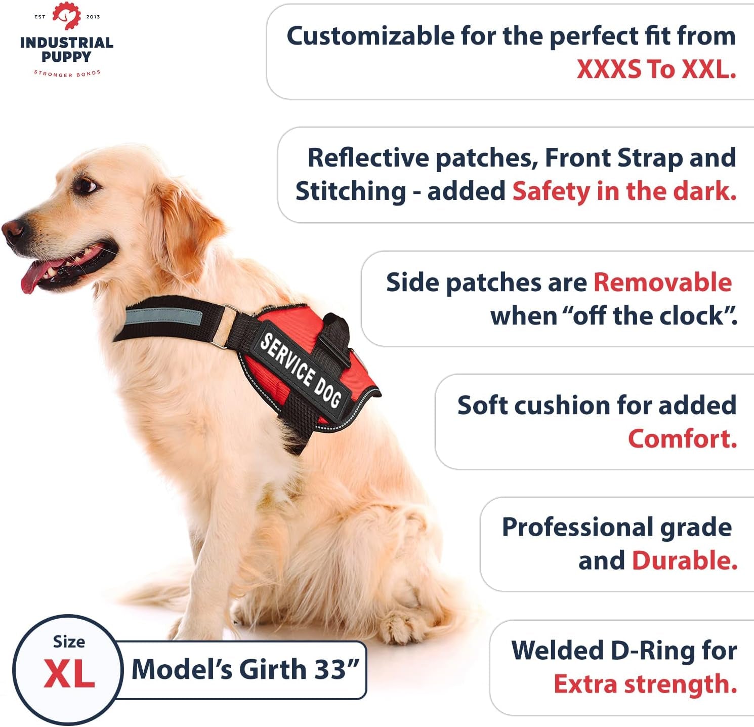 Service Dog Vest with Hook and Loop Straps & Matching Service Dog Leash Set - Harnesses from XXS to XXL - Service Dog Harness Features Reflective Patch and Comfortable Mesh Design (Pink, XL)